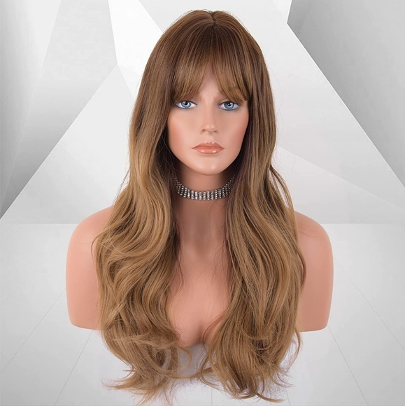 Ombre Brown Wig with Bangs - Picture 2 of 6